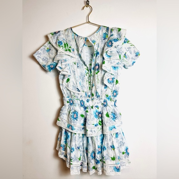 LoveShackFancy Natasha Floral Mini Dress in Blueberry Cloud Size XS - Picture 9 of 13